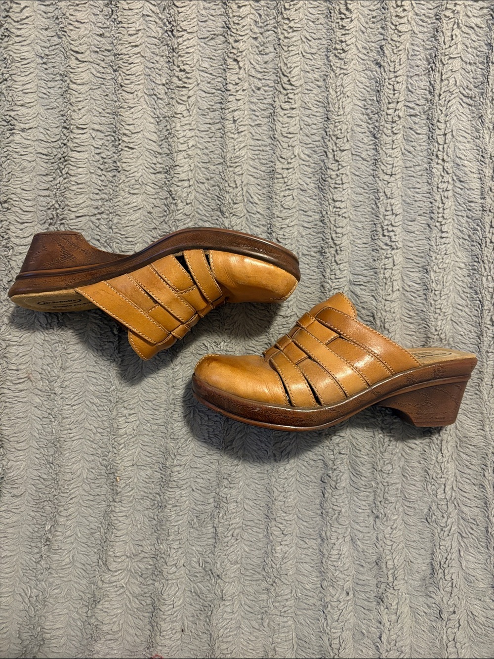 Dr. Scholl's Cognac Leather Woven Slide Mules - Picture 3 of 5
